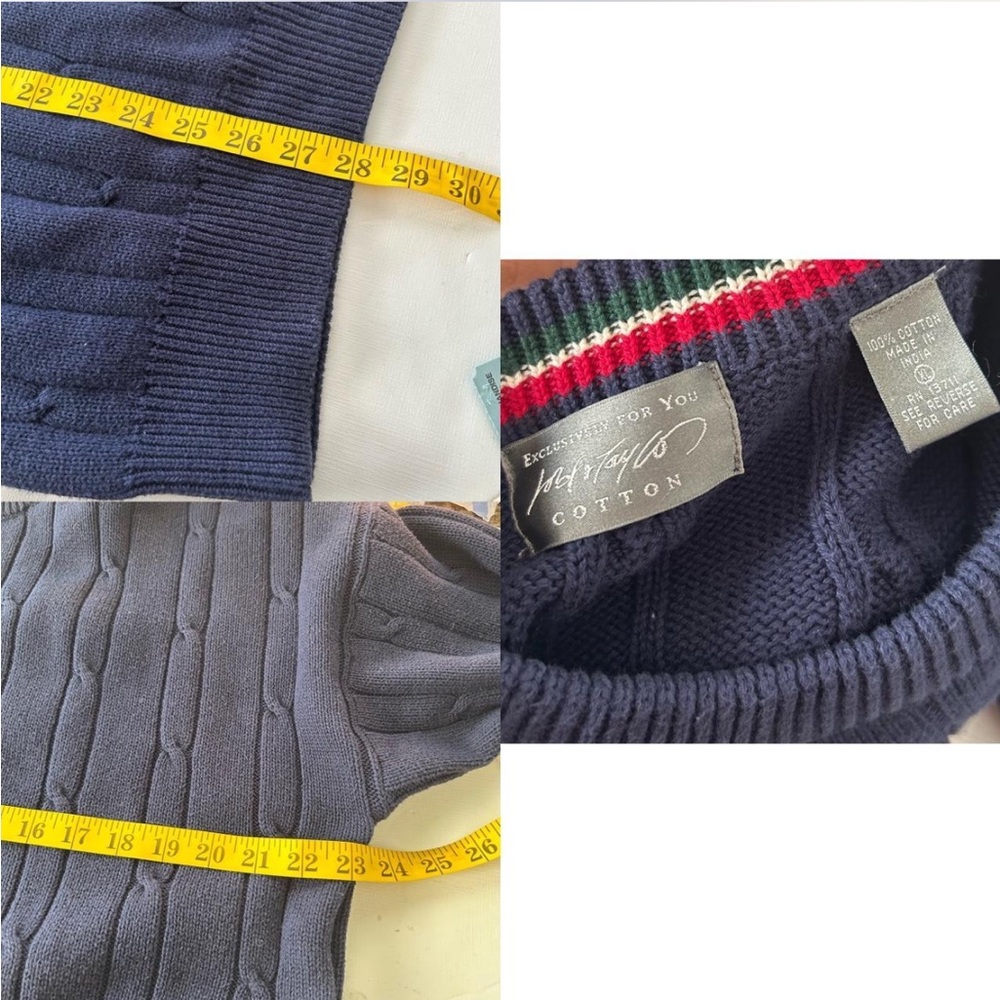Navy Lord & Taylor Cotton cable knit fisherman’s sweater. - Picture 8 of 8